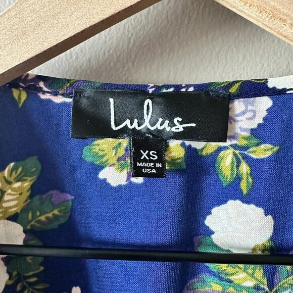 Women's XS Lulus That's a Wrap Navy Blue Floral Print Dress Long Sleeve - Picture 9 of 12